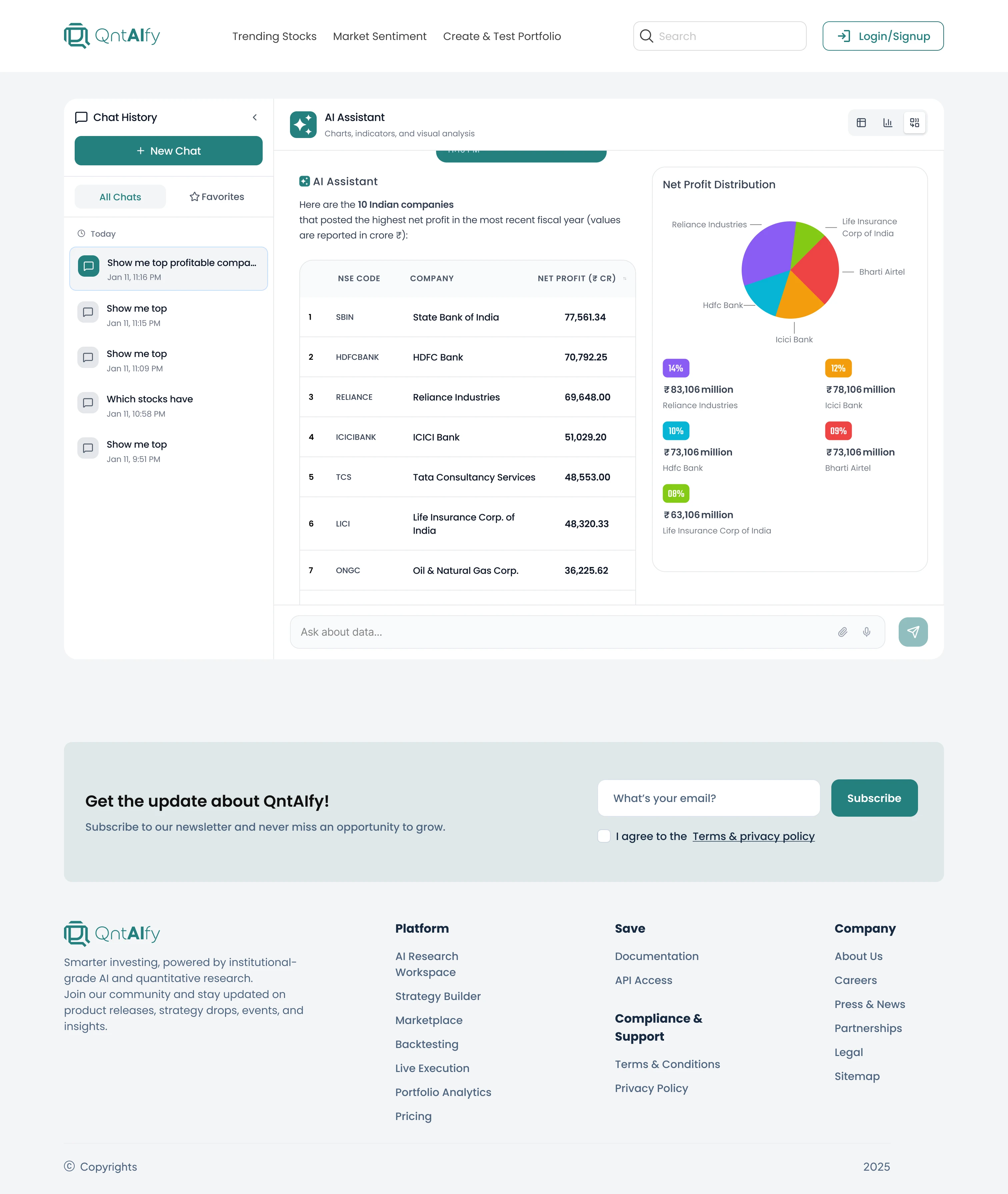 QntAIfy AI screener landing experience with unified quant and AI investing messaging